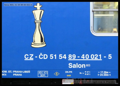 Salon 803, 51 54 89-40 021-5, DKV Praha, Šachový vlak 2013, Praha hl.n., 11.10.2013