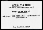 MV TÚDC 6054 09-44 605-7 - cedulka, Bautzen 1960-014, dom.st.Pha-Vysočany