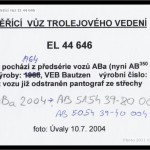 Měřící vůz trolejového vedení EL 44 646, původně ABa 2004 - tabulka s poznámkami